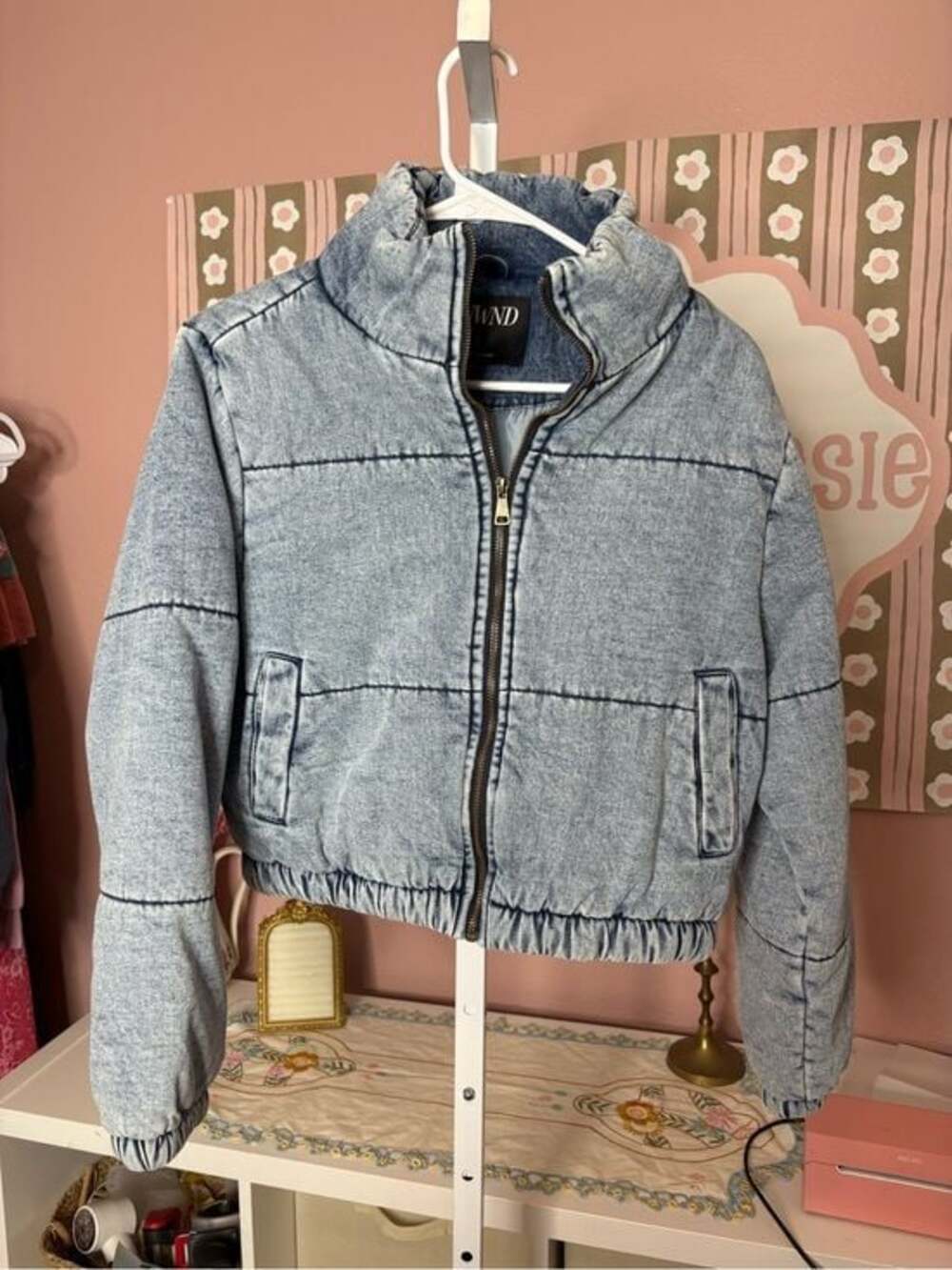 ANWND Puffer Jean blue zip up jacket